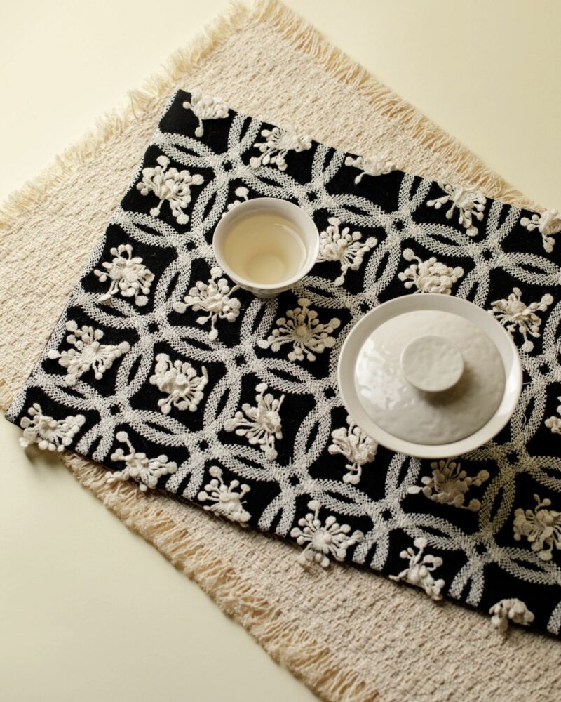 Japanese Style Embroidered Hemp Cotten Ocean Weave 2pcs Tea Mat2 Japanese Style Embroidered Hemp Cotten Ocean Weave 2pcs Tea Mat