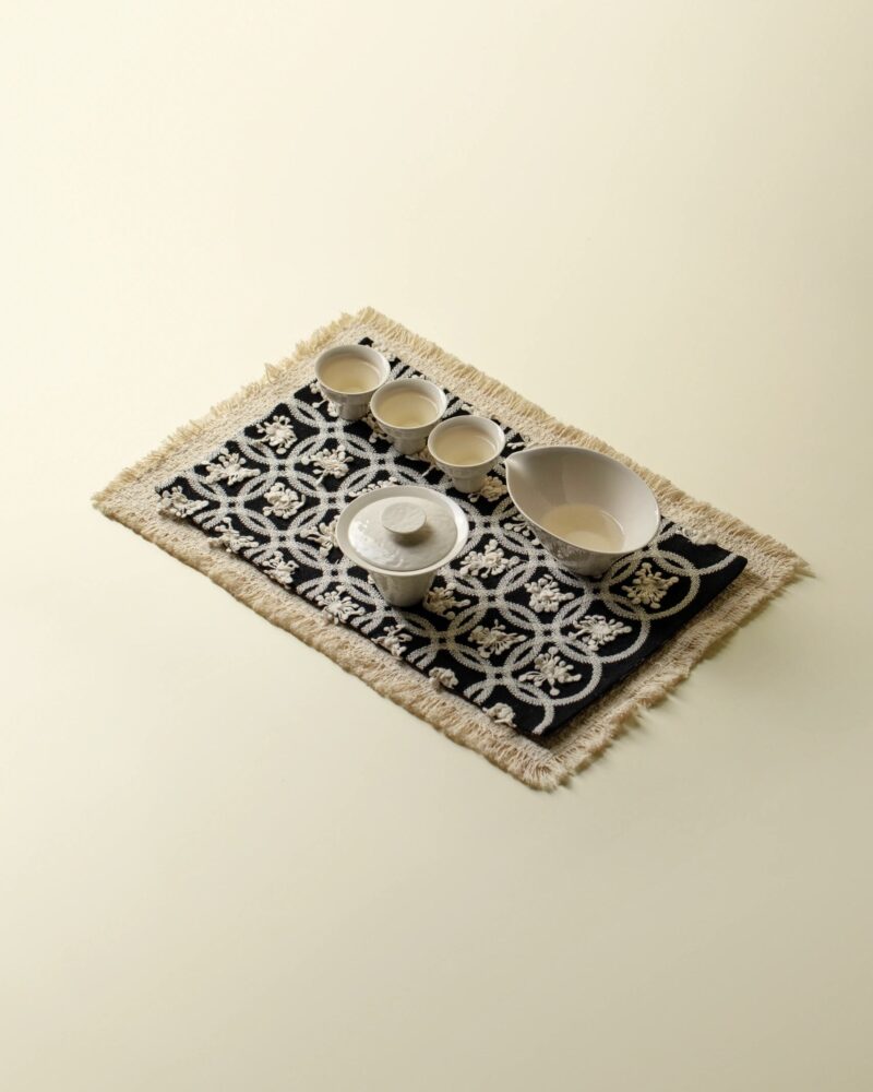 Japanese Style Embroidered Hemp Cotten Ocean Weave 2pcs Tea Mat3 Japanese Style Embroidered Hemp Cotten Ocean Weave 2pcs Tea Mat