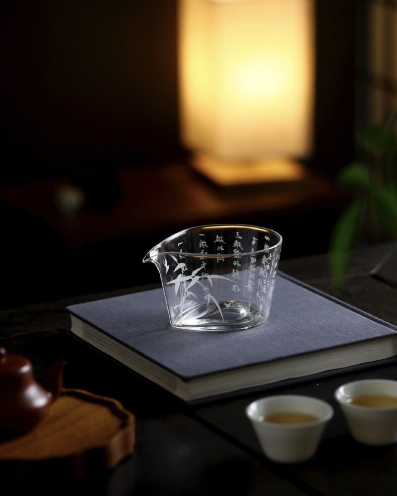 Anti-Scald Glass Bamboo Poem 230ml Fair Cup Gong Dao Bei