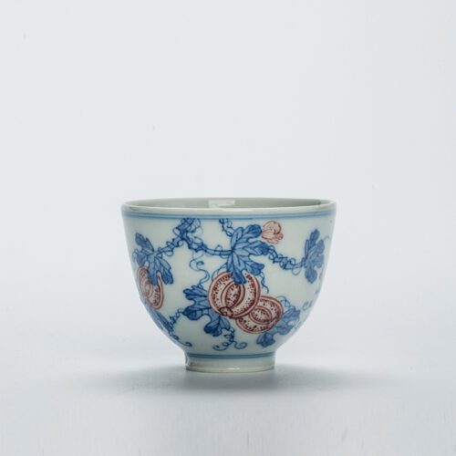 Hand-painted Qinghua Ceramic Watermelon Pattern 30ml Chicken Heart Tea Cup