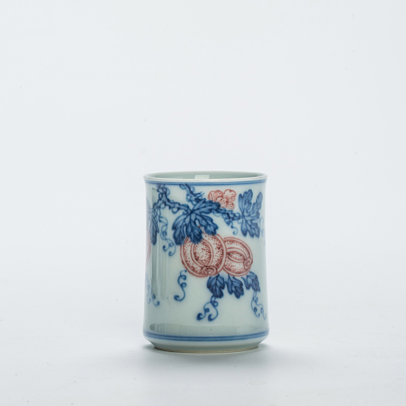 914 (14) Hand-painted Qinghua Ceramic Watermelon Pattern 140ml Gaiwan