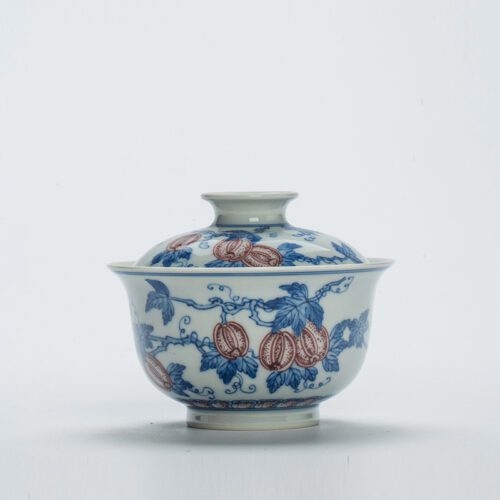 Hand-painted Qinghua Ceramic Watermelon Pattern 140ml Gaiwan