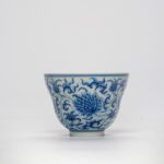 Hand-painted Qinghua Ceramic Twined Chrysanthemum 80ml Gourd Shaped Tea Cup