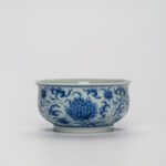 Hand-painted Qinghua Ceramic Twined Chrysanthemum 80ml Stove Shaped Tea Cup