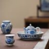 915 (20) Hand-painted Qinghua Ceramic Twined Chrysanthemum 90ml Gaiwan