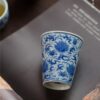 915 (5) Hand-painted Qinghua Ceramic Twined Chrysanthemum 90ml Gaiwan