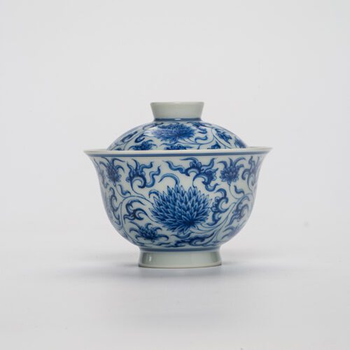 Hand-painted Qinghua Ceramic Twined Chrysanthemum 90ml Gaiwan