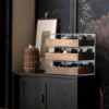 Glass Display Storage Cabinet with Black Walnut Drawers – Tea Table Organizer Unit1 Glass Display Storage Cabinet with Black Walnut Drawers – Tea Table Organizer Unit