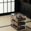Glass Display Storage Cabinet with Black Walnut Drawers – Tea Table Organizer Unit7 Glass Display Storage Cabinet with Black Walnut Drawers – Tea Table Organizer Unit