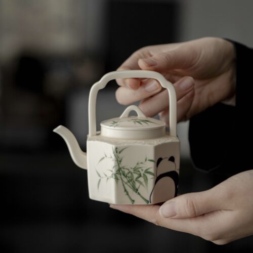 Hand-painted Ceramic Panda & Bamboo 180ml Chinese Teapot1 Hand-painted Ceramic Panda & Bamboo 180ml Chinese Teapot