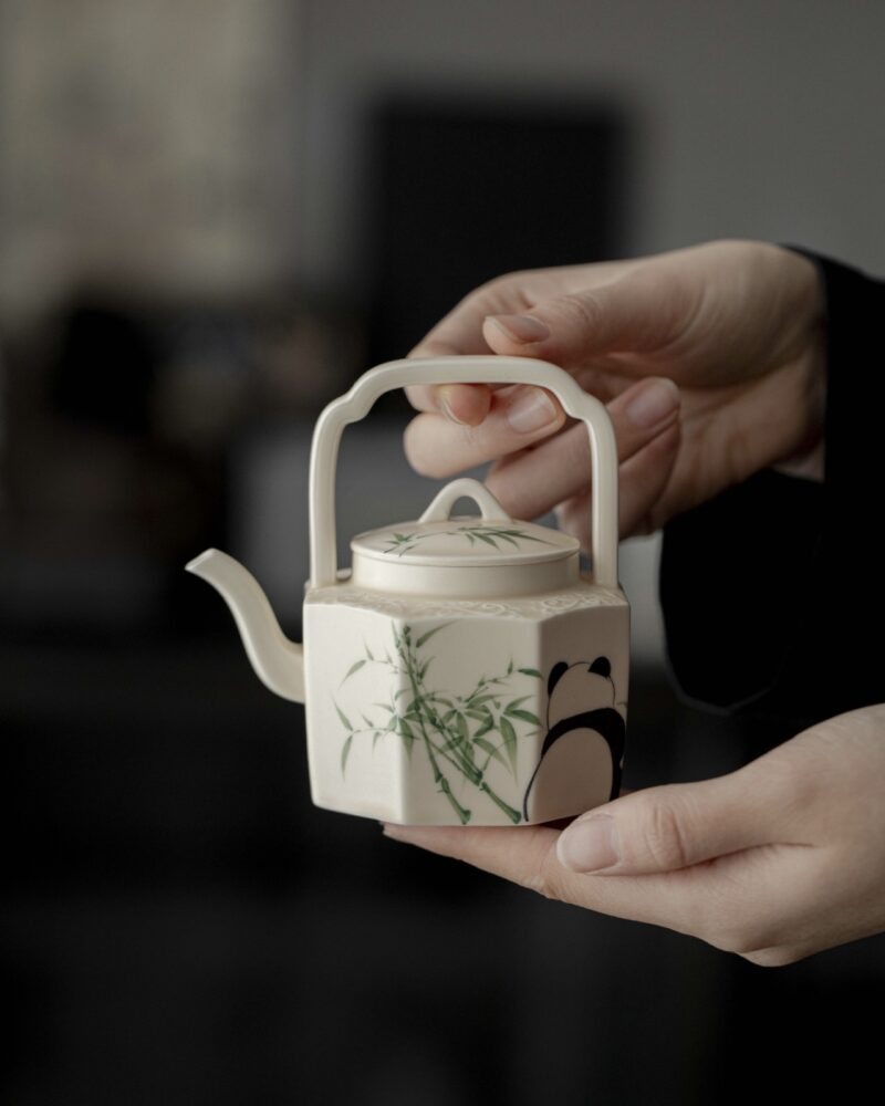 Hand-painted Ceramic Panda & Bamboo 180ml Chinese Teapot1 Hand-painted Ceramic Panda & Bamboo 180ml Chinese Teapot