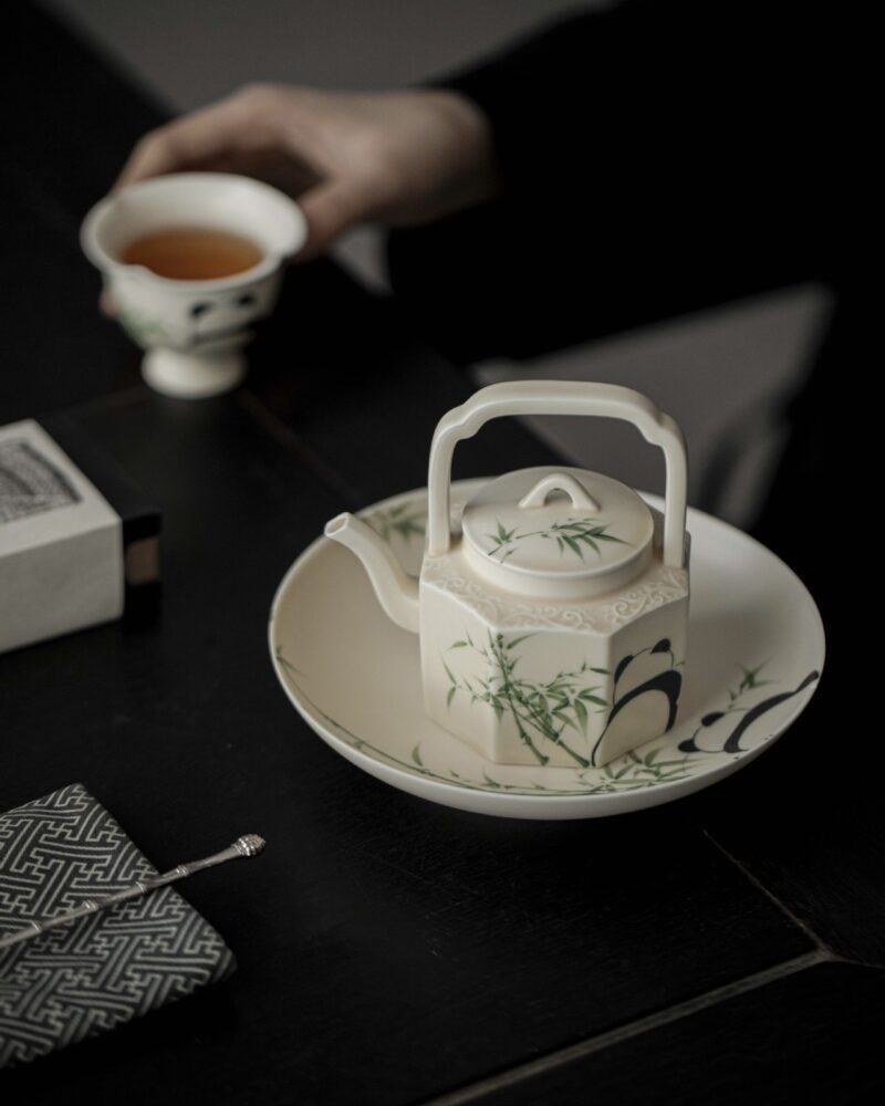 Hand-painted Ceramic Panda & Bamboo 180ml Chinese Teapot3 Hand-painted Ceramic Panda & Bamboo 180ml Chinese Teapot