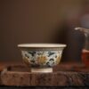 Hand-painted Underglaze Golden Ceramic Twined Lotus 80ml Host Tea Cup