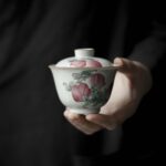 Vintage Style Ceramic Longevity Peach Decal 100ml Gaiwan