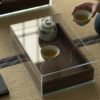 主图-03 Glass Display Storage Cabinet with Black Walnut Drawers – Tea Table Organizer Unit