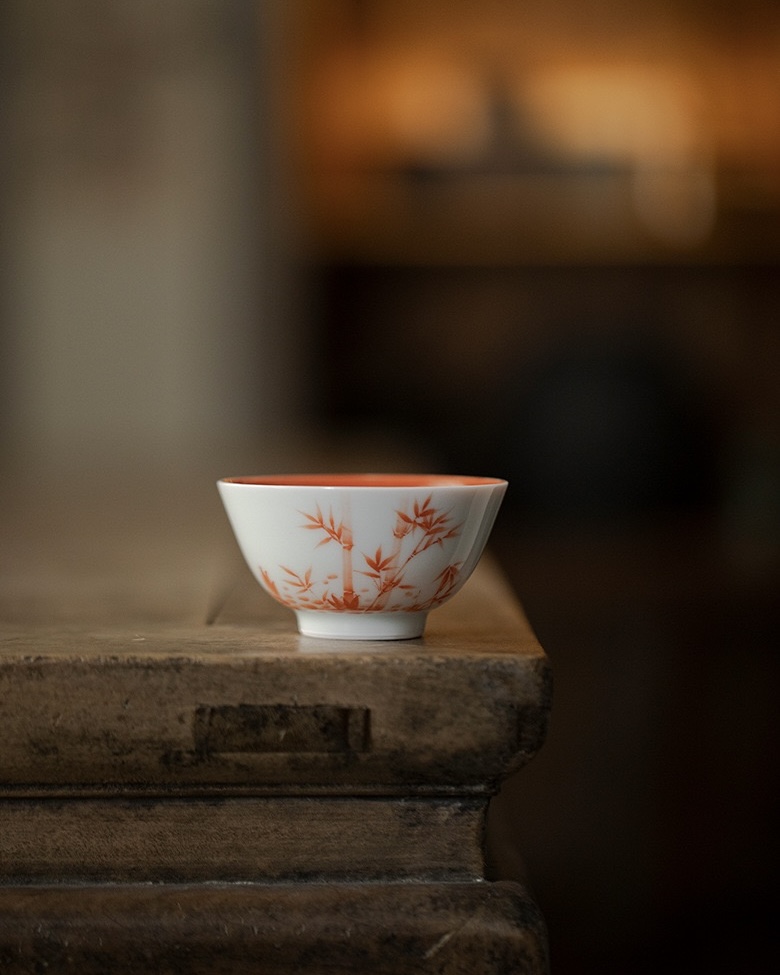 Chinese Red Ceramic Bamboo 150ml Gaiwan11 Chinese Red Ceramic Bamboo 150ml Gaiwan