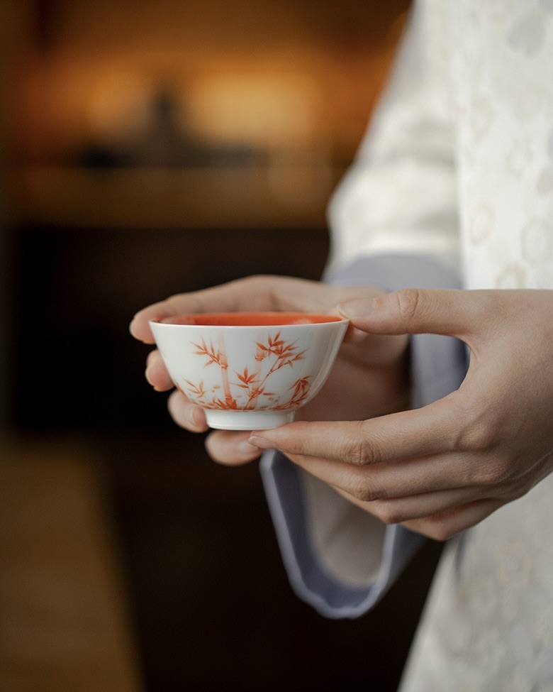 Chinese Red Ceramic Bamboo 150ml Gaiwan12 Chinese Red Ceramic Bamboo 150ml Gaiwan