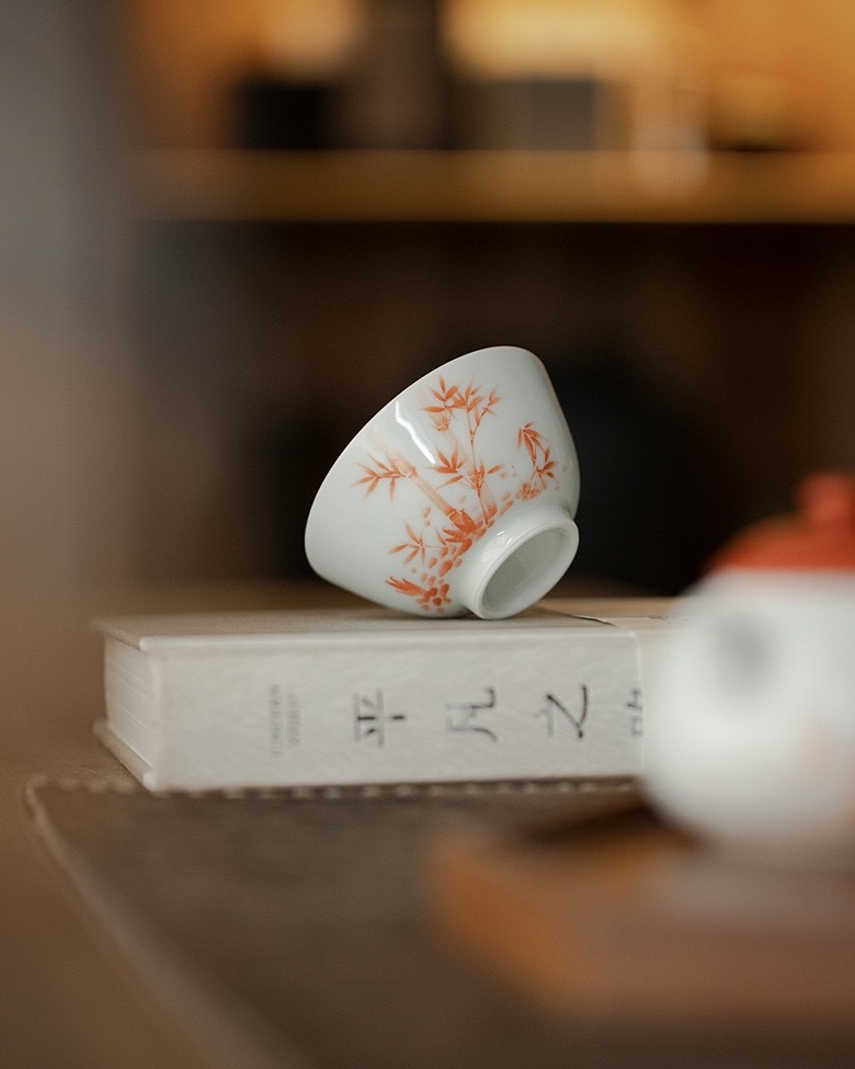 Chinese Red Ceramic Bamboo 150ml Gaiwan13 Chinese Red Ceramic Bamboo 150ml Gaiwan