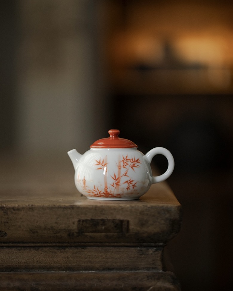 Chinese Red Ceramic Bamboo 150ml Gaiwan6 Chinese Red Ceramic Bamboo 150ml Gaiwan