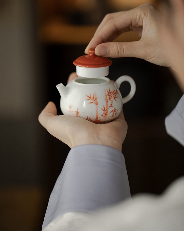 Chinese Red Ceramic Bamboo 150ml Gaiwan7 Chinese Red Ceramic Bamboo 150ml Gaiwan