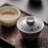 Hand-painted Qinghua Dou Cai Ceramic Calligraphy 60ml Gaiwan Set10 Hand-painted Qinghua Dou Cai Ceramic Calligraphy 60ml Gaiwan Set