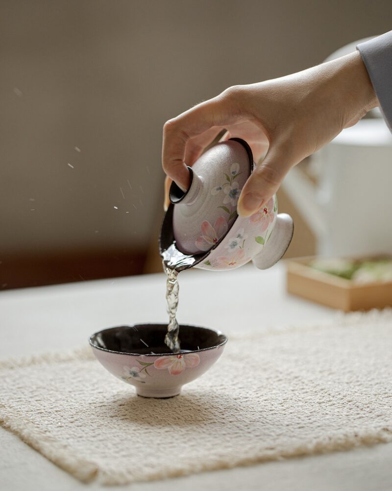 Japanese Style Powder Glaze Ceramic Winter Jasmine 100ml Gaiwan