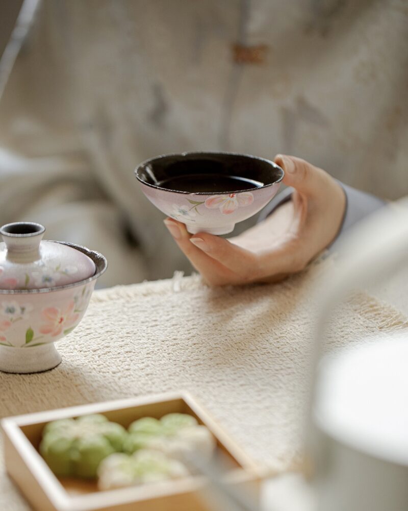 Japanese Style Powder Glaze Ceramic Winter Jasmine 100ml Gaiwan