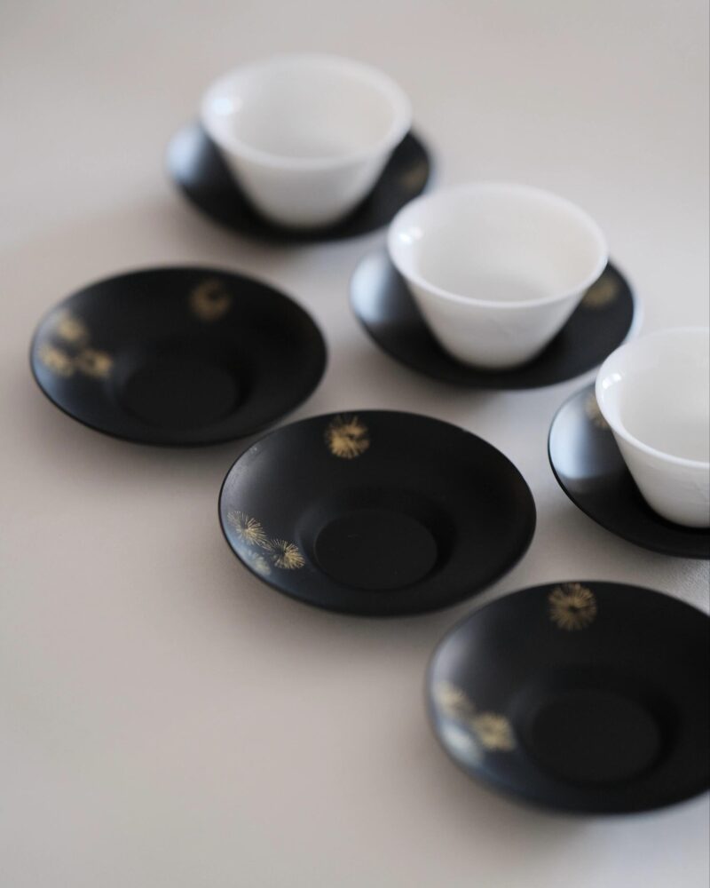 Midnight Black Gloden Snowflakes Iron Tea Coaster Saucer A Set of 6 Pieces1 Midnight Black Gloden Snowflakes Iron Tea Coaster Saucer A Set of 6 Pieces