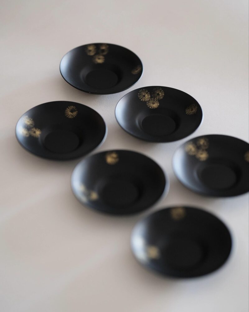 Midnight Black Gloden Snowflakes Iron Tea Coaster Saucer A Set of 6 Pieces2 Midnight Black Gloden Snowflakes Iron Tea Coaster Saucer A Set of 6 Pieces