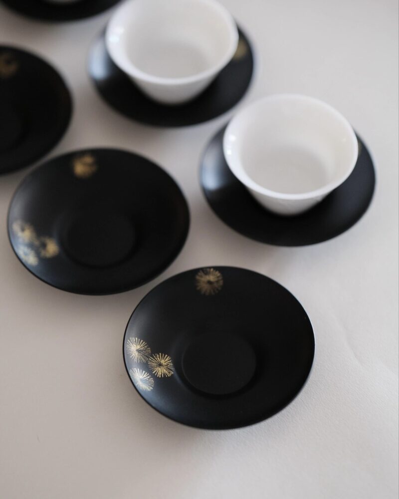 Midnight Black Gloden Snowflakes Iron Tea Coaster Saucer A Set of 6 Pieces3 Midnight Black Gloden Snowflakes Iron Tea Coaster Saucer A Set of 6 Pieces