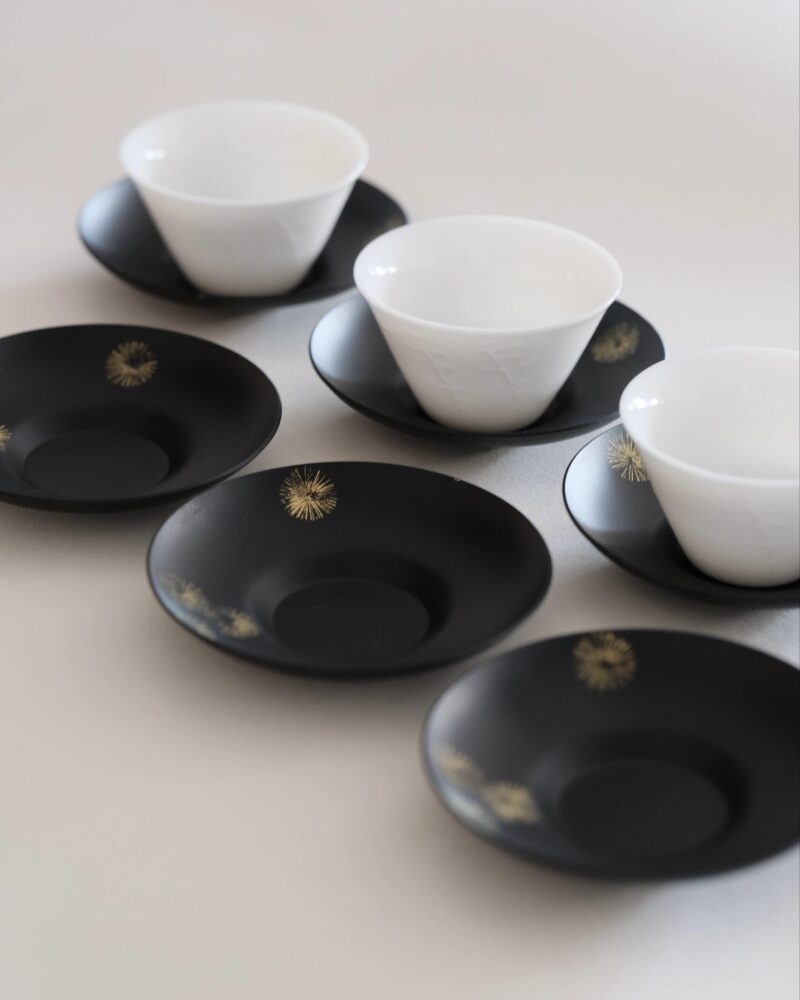 Midnight Black Gloden Snowflakes Iron Tea Coaster Saucer A Set of 6 Pieces4 Midnight Black Gloden Snowflakes Iron Tea Coaster Saucer A Set of 6 Pieces