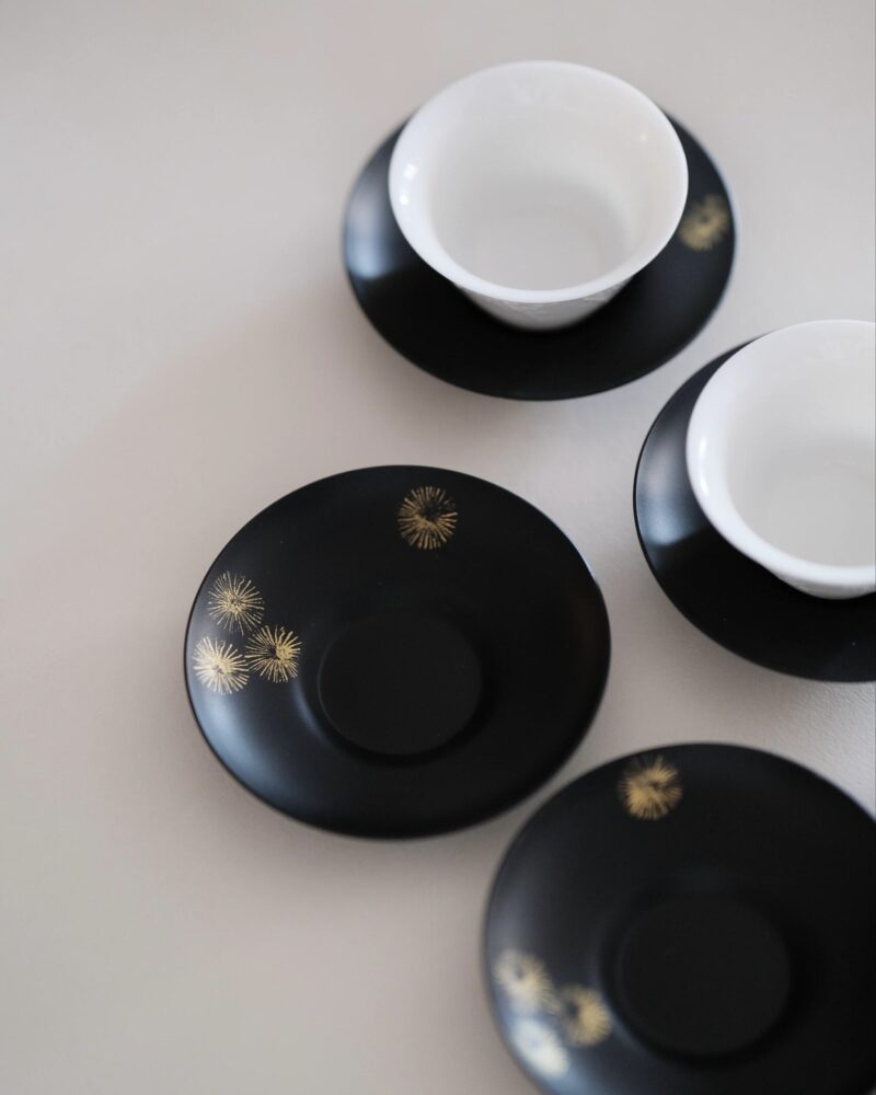 Midnight Black Gloden Snowflakes Iron Tea Coaster Saucer A Set of 6 Pieces5 Midnight Black Gloden Snowflakes Iron Tea Coaster Saucer A Set of 6 Pieces