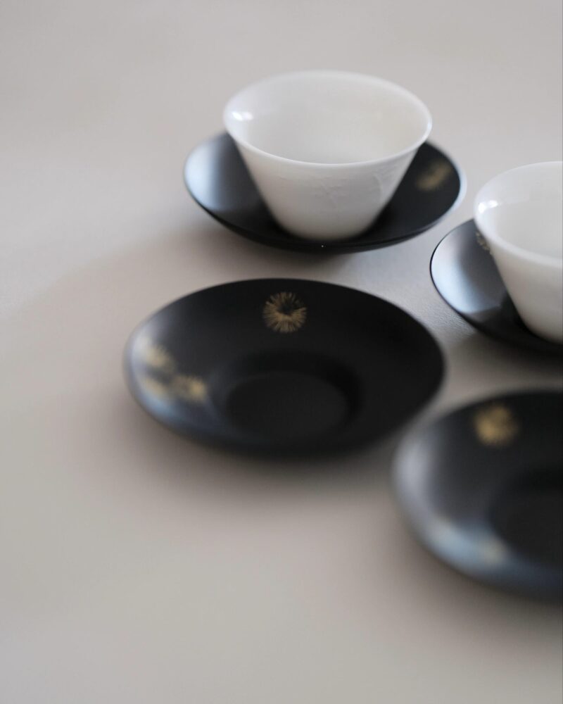 Midnight Black Gloden Snowflakes Iron Tea Coaster Saucer A Set of 6 Pieces6 Midnight Black Gloden Snowflakes Iron Tea Coaster Saucer A Set of 6 Pieces