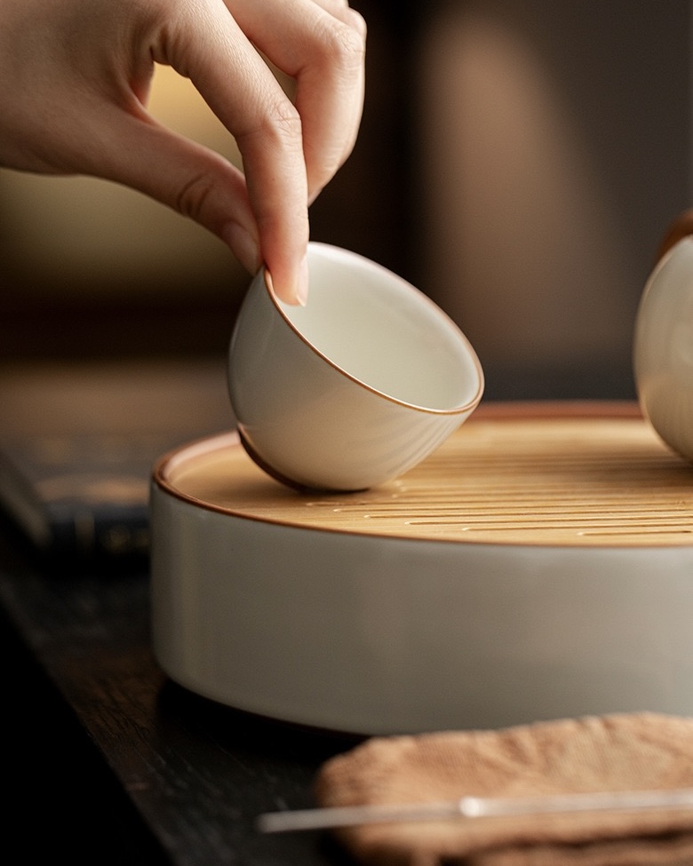 Ru Ware Ceramic Rice Yellow 120ml Gaiwan13 Vintage Style Ru Ware Ceramic Rice Yellow 120ml Gaiwan With Saucer