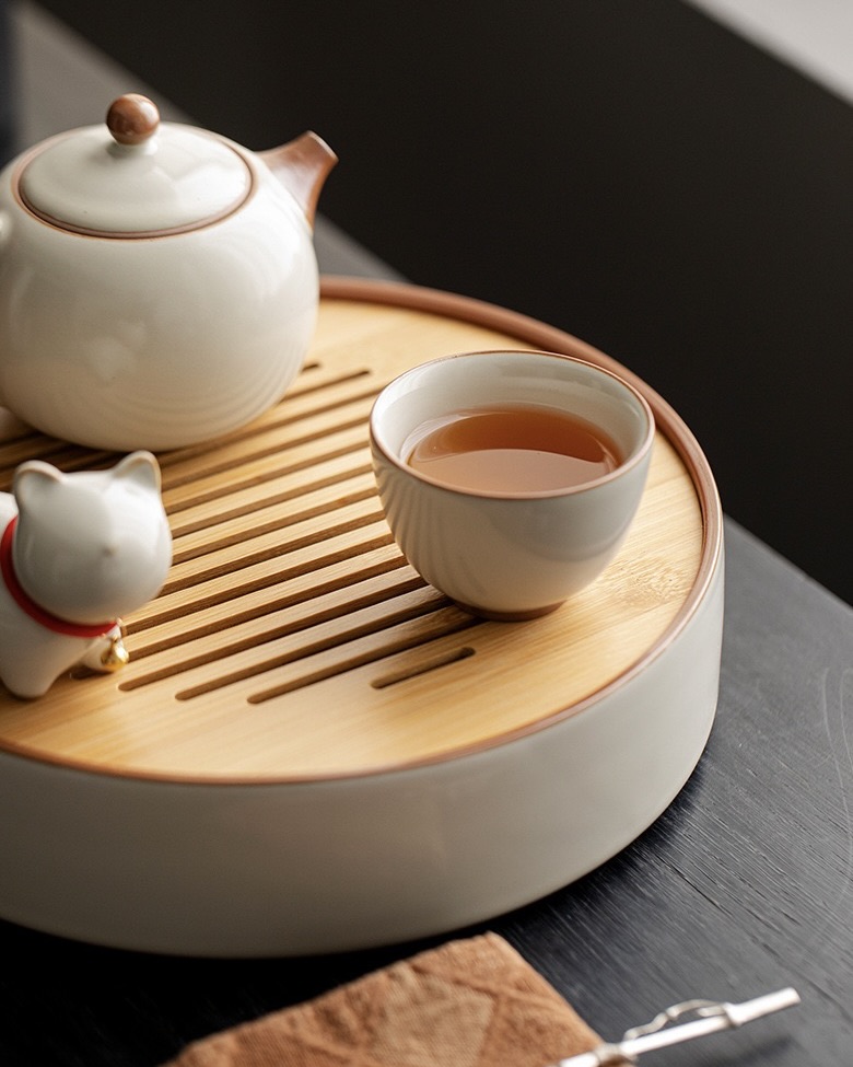 Ru Ware Ceramic Rice Yellow 120ml Gaiwan14 Vintage Style Ru Ware Ceramic Rice Yellow 120ml Gaiwan With Saucer