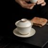 Ru Ware Ceramic Rice Yellow 120ml Gaiwan3 Vintage Style Ru Ware Ceramic Rice Yellow 120ml Gaiwan With Saucer