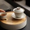 Ru Ware Ceramic Rice Yellow 120ml Gaiwan4 Vintage Style Ru Ware Ceramic Rice Yellow 120ml Gaiwan With Saucer