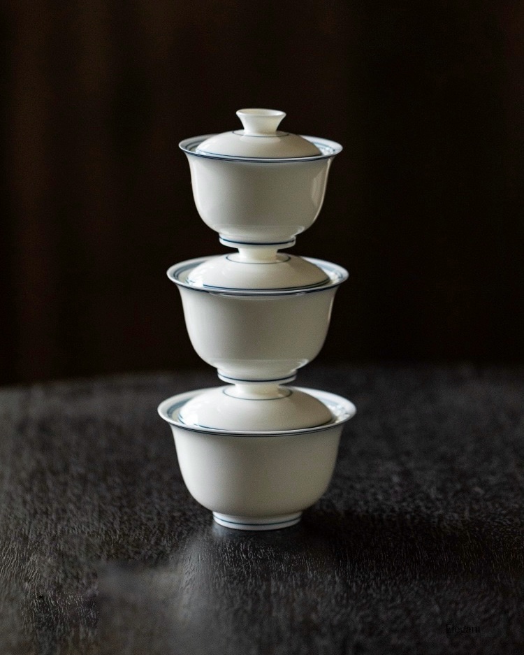 Tea Tasting Review White Porcelain Double Line 60/90/125ml Gaiwan