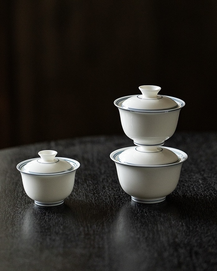 Tea Tasting Review White Porcelain Double Line 60/90/125ml Gaiwan