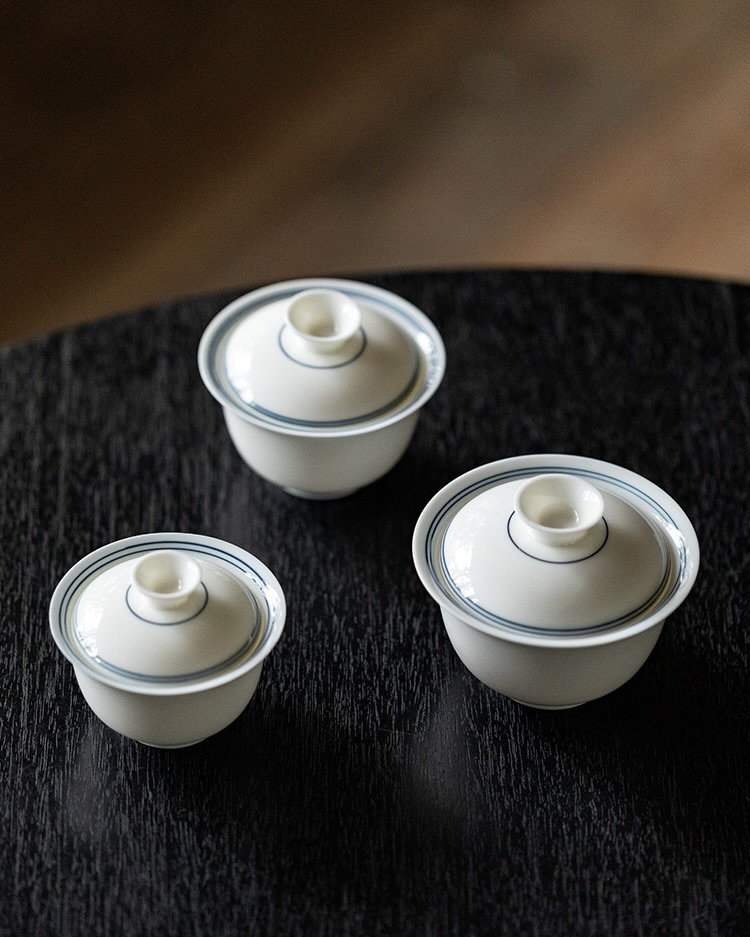 Tea Tasting Review White Porcelain Double Line 60/90/125ml Gaiwan