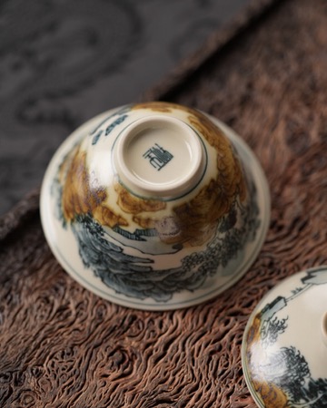 861F8143-4FD8-423C-8ED8-1A8D7E8A6A18_4_5005_c Hand-painted Underglaze Golden Qinghua Ceramic Landscape 150ml Gaiwan