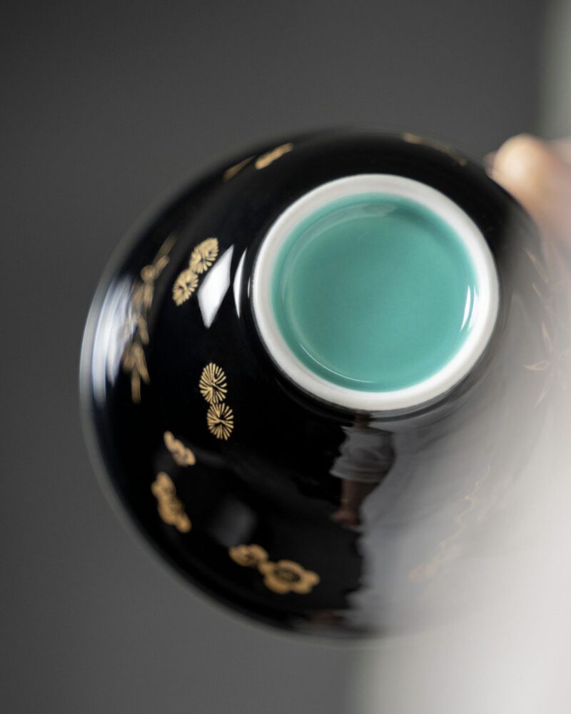 Black Glaze Ceramic Gold Flower 90ml Gaiwan
