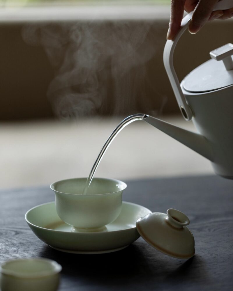 Celadon Gradient Glaze Ceramic 120ml Yuan Bao Gaiwan