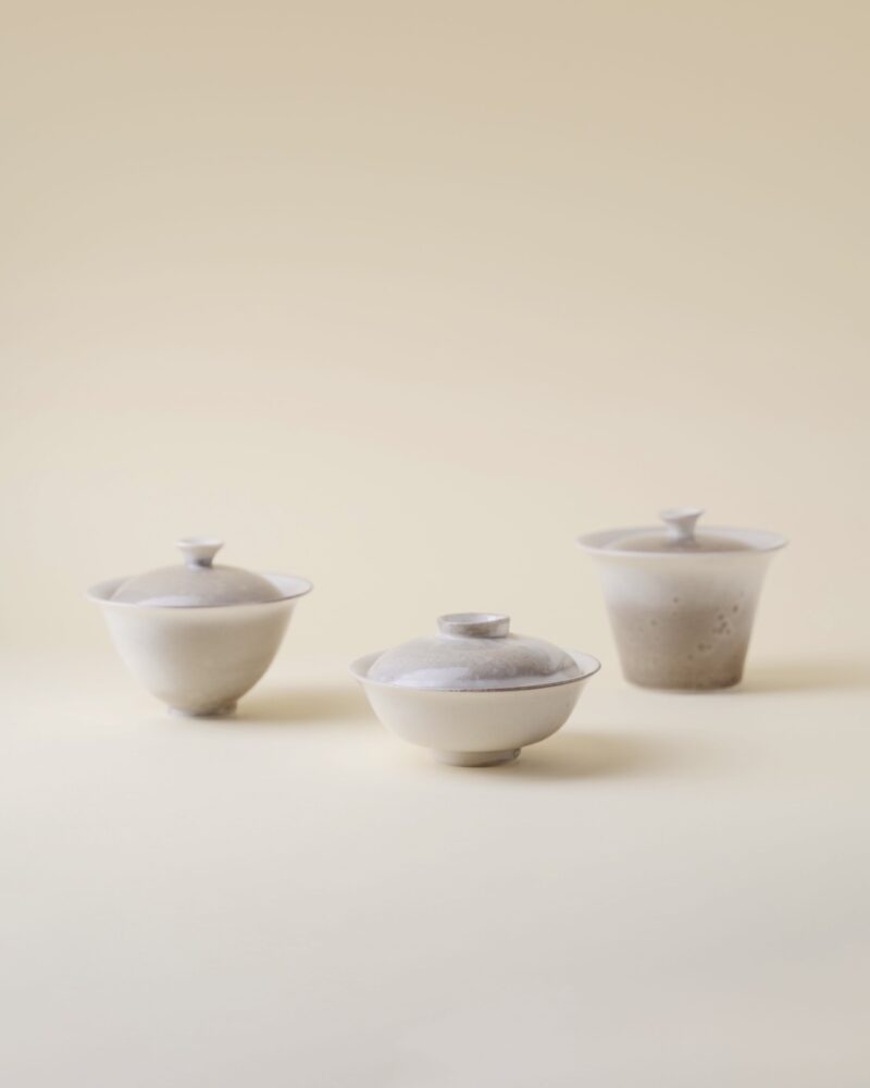 Gradient Glaze Ceramic Grayish White 100-130ml Gaiwan1 Soda Fired Gradient Glaze Ceramic Grayish White 100-130ml Gaiwan