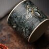 Hand-painted Dark Qinghua Ceramic Butterfly 100ml Tea Cup Coffee Cup
