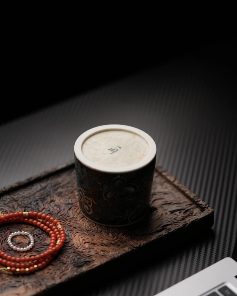 Hand-painted Dark Qinghua Ceramic Butterfly 100ml Tea Cup Coffee Cup