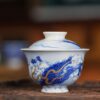 Hand-painted Qinghua Gold Painting Ceramic Flying Dragon 110ml Gaiwan