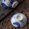Hand-painted Qinghua Gold Painting Ceramic Flying Dragon 110ml Gaiwan
