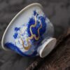 Hand-painted Qinghua Gold Painting Ceramic Flying Dragon 110ml Gaiwan