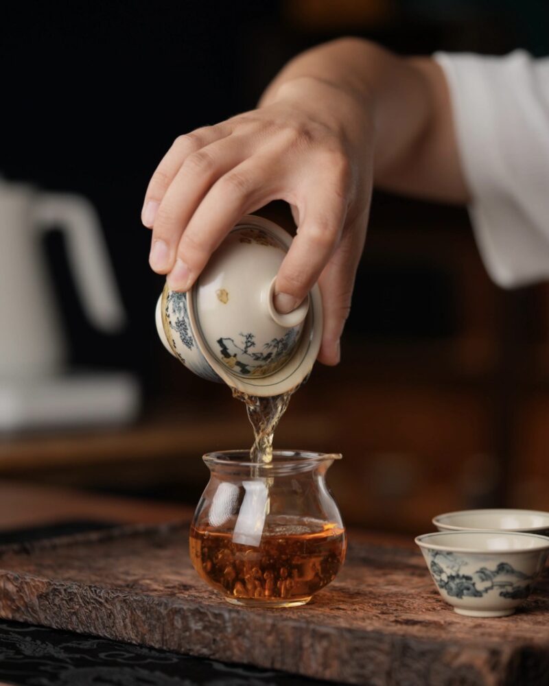 Hand-painted Underglaze Golden Qinghua Ceramic Landscape 150ml Gaiwan9 Hand-painted Underglaze Golden Qinghua Ceramic Landscape 150ml Gaiwan